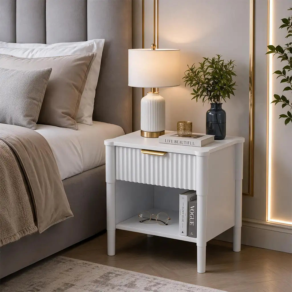 Ascot Bedside Table - White