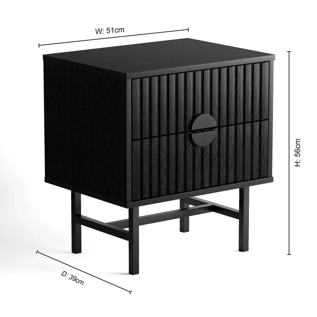 Noir Bedside Table - Black