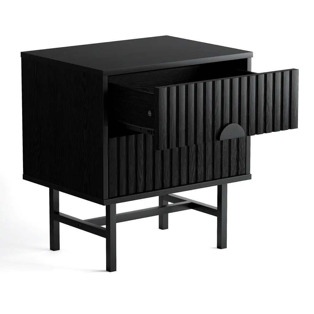 Noir Bedside Table - Black