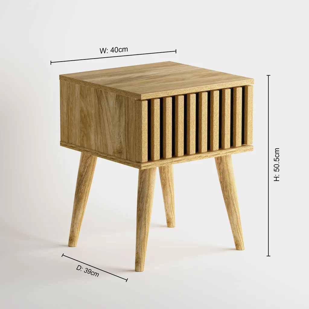 Flute Bedside Table - Natural