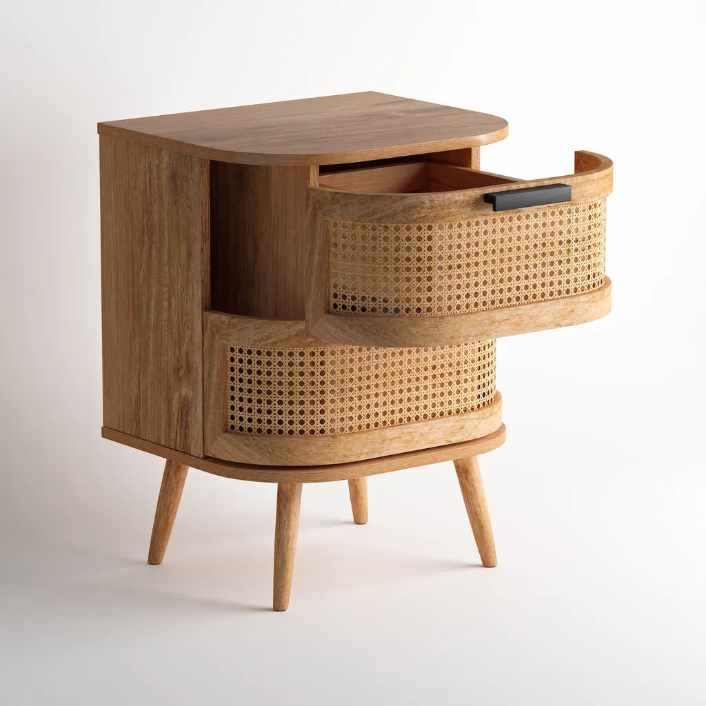 Portobello 2 Drawer Bedside Table - Natural