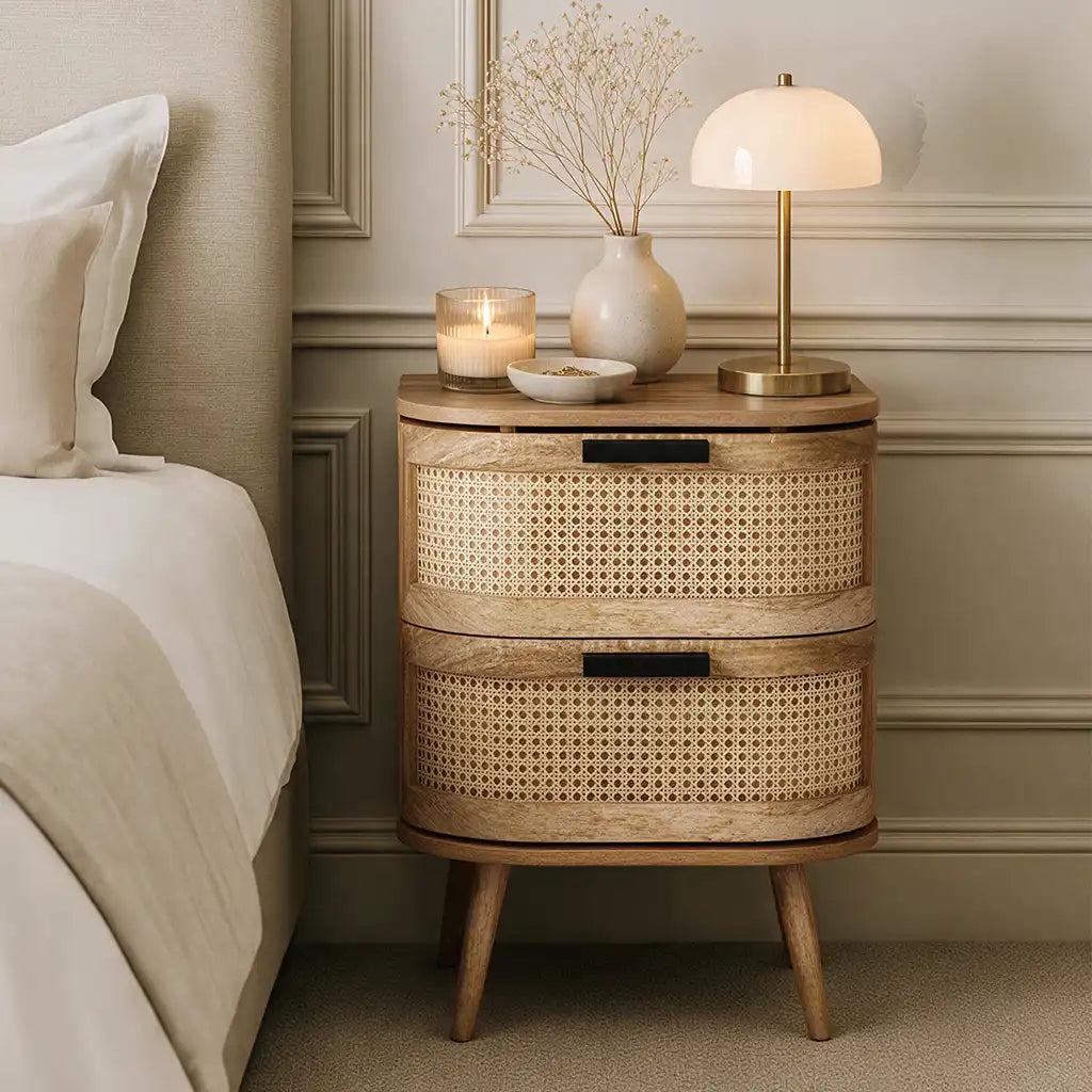 Portobello 2 Drawer Bedside Table - Natural