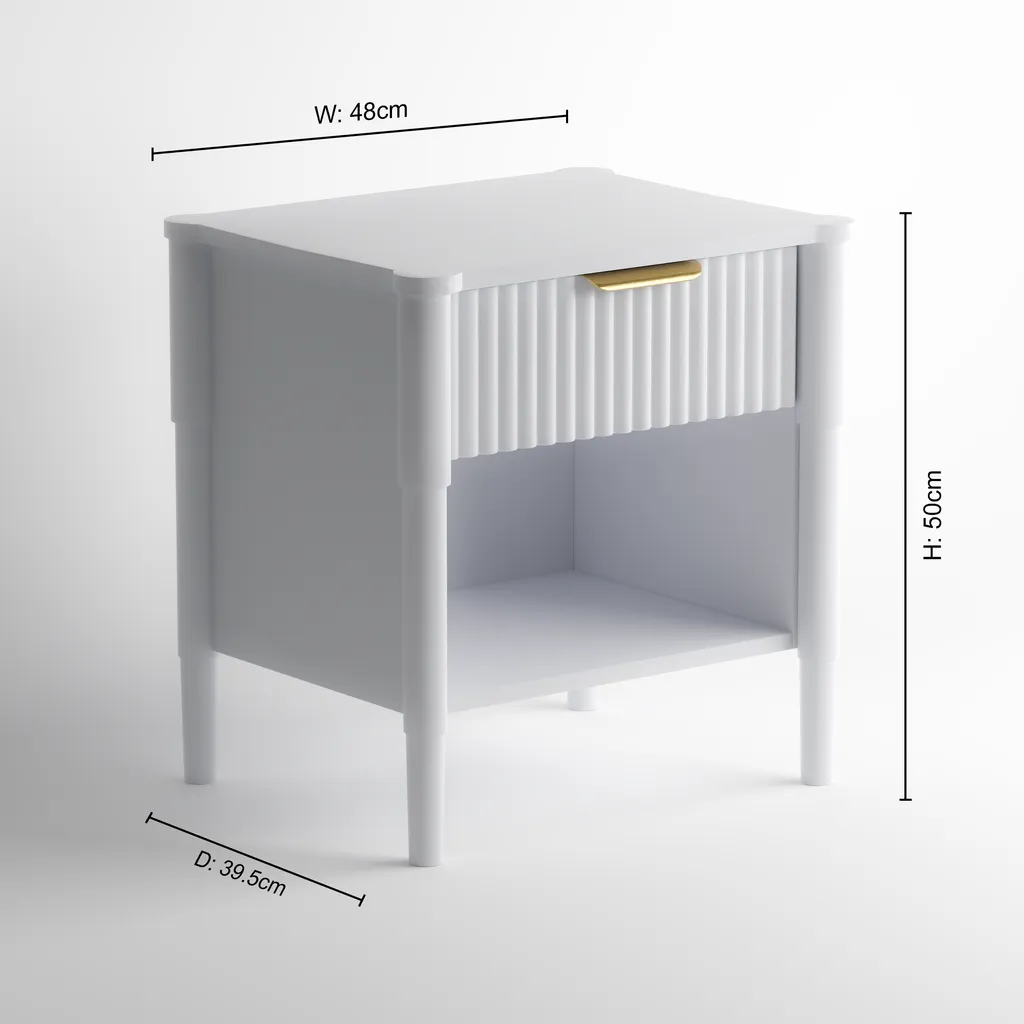 Ascot Bedside Table - White